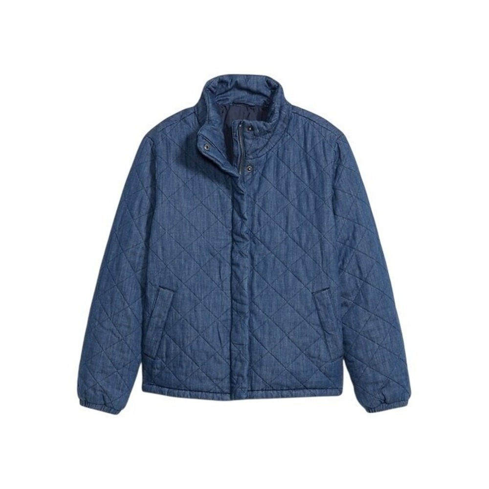 Old Navy Womens Quilted Chambray Jacket XS Blue Lightweight‎ Puffer Casual - Picture 2 of 11